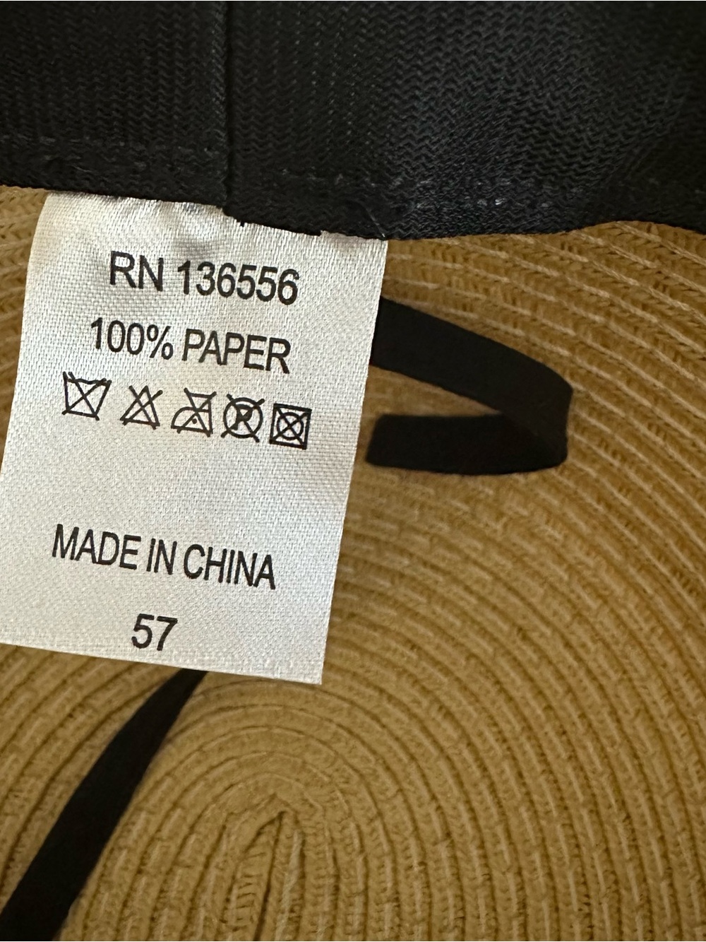 Bride Tribe Wide Brim Straw Sun Hat One Size Tan Black Ribbon Beach Resort NWT - Picture 7 of 9